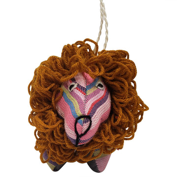 Lion: Authentic African Handmade Kikoi Fabric Stuffed Animal Christmas Ornament