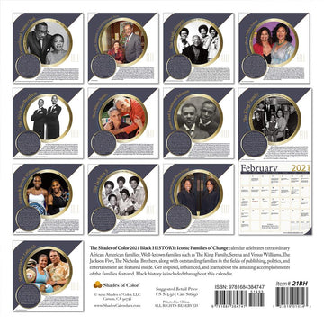 Iconic Families of Change: 2021 Black History Calendar (Black)