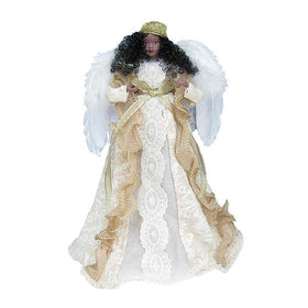 Holiday Blessings Angel: African American Angel Tree Topper by Santa's Workshop