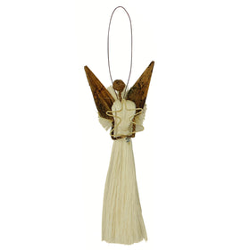 Kenyan Banana Fiber and Sisal Angel Christmas Ornament (Christmas Tree)