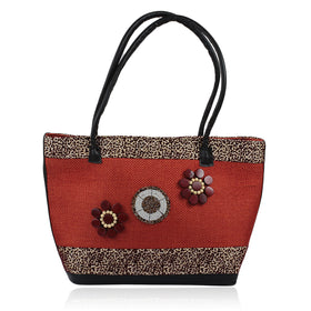 Hand Made Kenyan Jute Hand Bag with Maasai Beadwork (Orange)