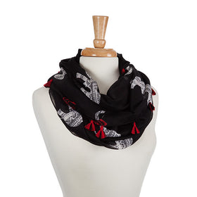 Black Elephant Tassel Infinity Scarf