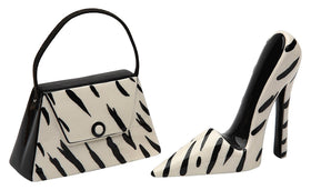 Zebra Print High Heel and Purse Salt and Pepper Shaker Set (Ceramic)