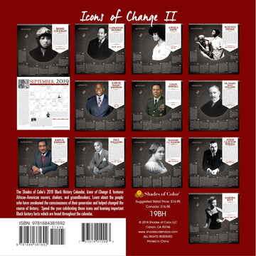 Icons of Change II: 2019 Black History Calendar (Rear)