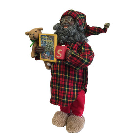 African American Pajama Santa Claus Figurine