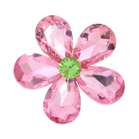 Alpha Kappa Alpha Inspired Pink Rose Crystal Rhinestone Flower Brooch