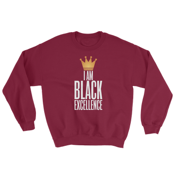 I Am Black Excellence Men's Athletic Sweatshirt by RBG Forever (Maroon)