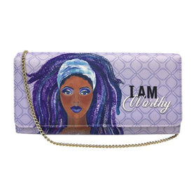 I Am Worthy by Sylvia "GBaby" Cohen: African American Canvas Clutch Bag