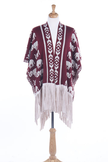 Delta Sigma Theta Inspired Elephant Fringe Vest (Crimson)