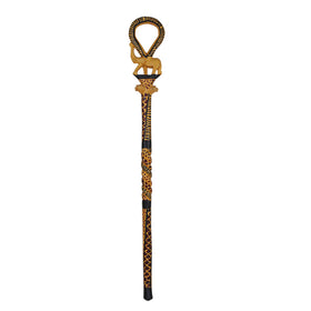 Authentic African Elephant and Lion Walking Stick (Yellow Wood)