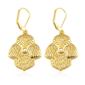 Sigma Gamma Rho Inspired Poodle Head Dangle Earrings (Gold Toned)