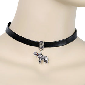 Delta Sigma Theta Inspired Silver Toned Houndstooth Elephant Choker