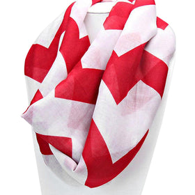 Delta Sigma Theta Inspired Crimson and White Chevron Infinity Scarf