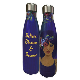 Believe, Blossom and Become: African American Stainless Steel Bottle by GBaby