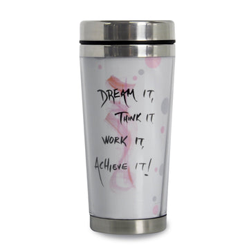 Dream It, Think It, Work It & Achieve It: African American Travel Mug by Cidne Wallace (Back)