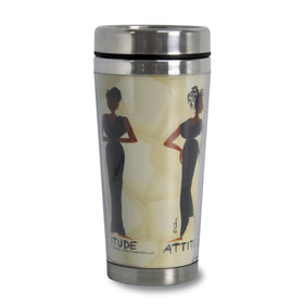 Solitude, Attitude and Gratitude: African American Travel Mug by Cidne Wallace (Front)