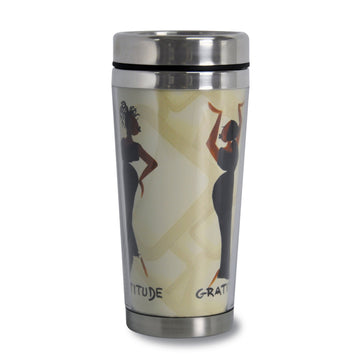 Solitude, Attitude and Gratitude: African American Travel Mug by Cidne Wallace (Back)