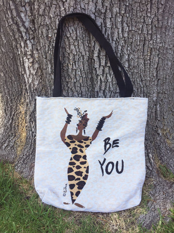 Be You: African American Woven Tapestry Tote Bag by Cidne Wallace