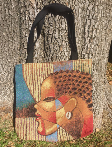 Composite of a Woman: African American Woven Tote Bag by Larry "Poncho" Brown