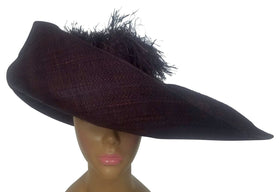 Waitherero: Hand Woven Madagascar Brownish Big Brim Raffia Crown Out Sun Hat