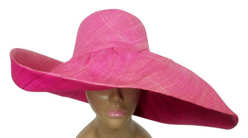 Wamuhu: Authentic Hand Woven Pink & Fuchsia Madagascar Big Brim Raffia Sun Hat