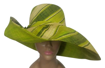 Wakiuru: Authentic Hand Made Multicolor Madagascar Big Brim Raffia Sun Hat