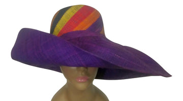 Wamweru: Authentic Hand Woven Multicolor Big Brim Raffia Sun Hat