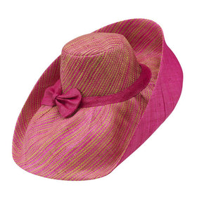 Aflao: Fuchsia and Lime Green Handmade Raffia Hat