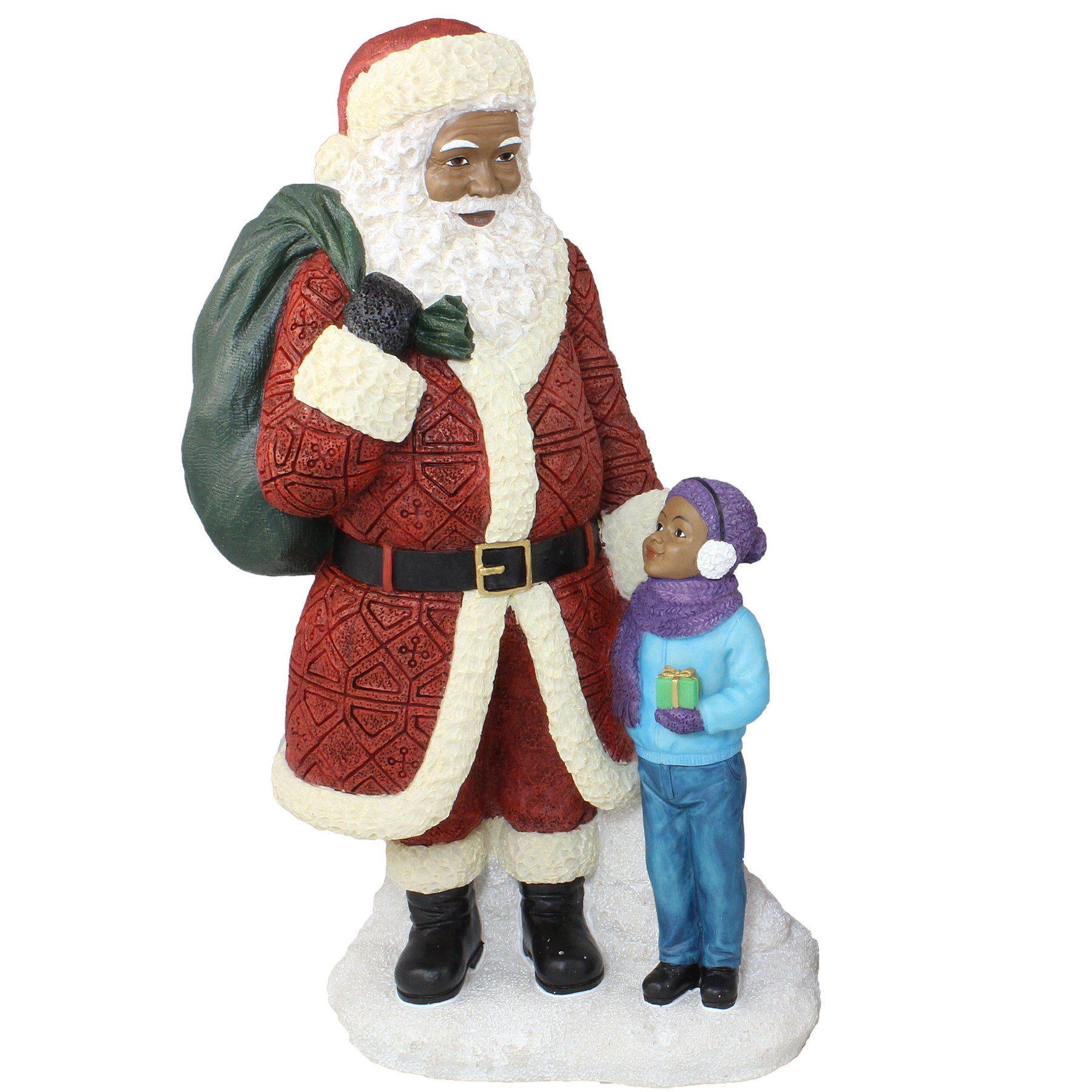 African American Santa Claus Standing with Boy – The Black Art Depot