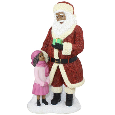 African American Santa Claus Standing with Girl Figurine – The Black ...