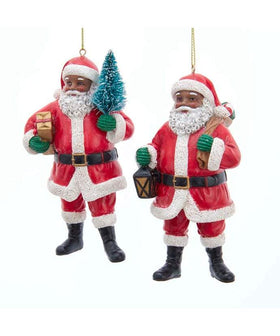 African American Santa Claus Ornament Set