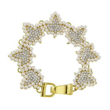 Alpha Kappa Alpha Inspired Sparkling Ivy Link Bracelet (Gold Tone)