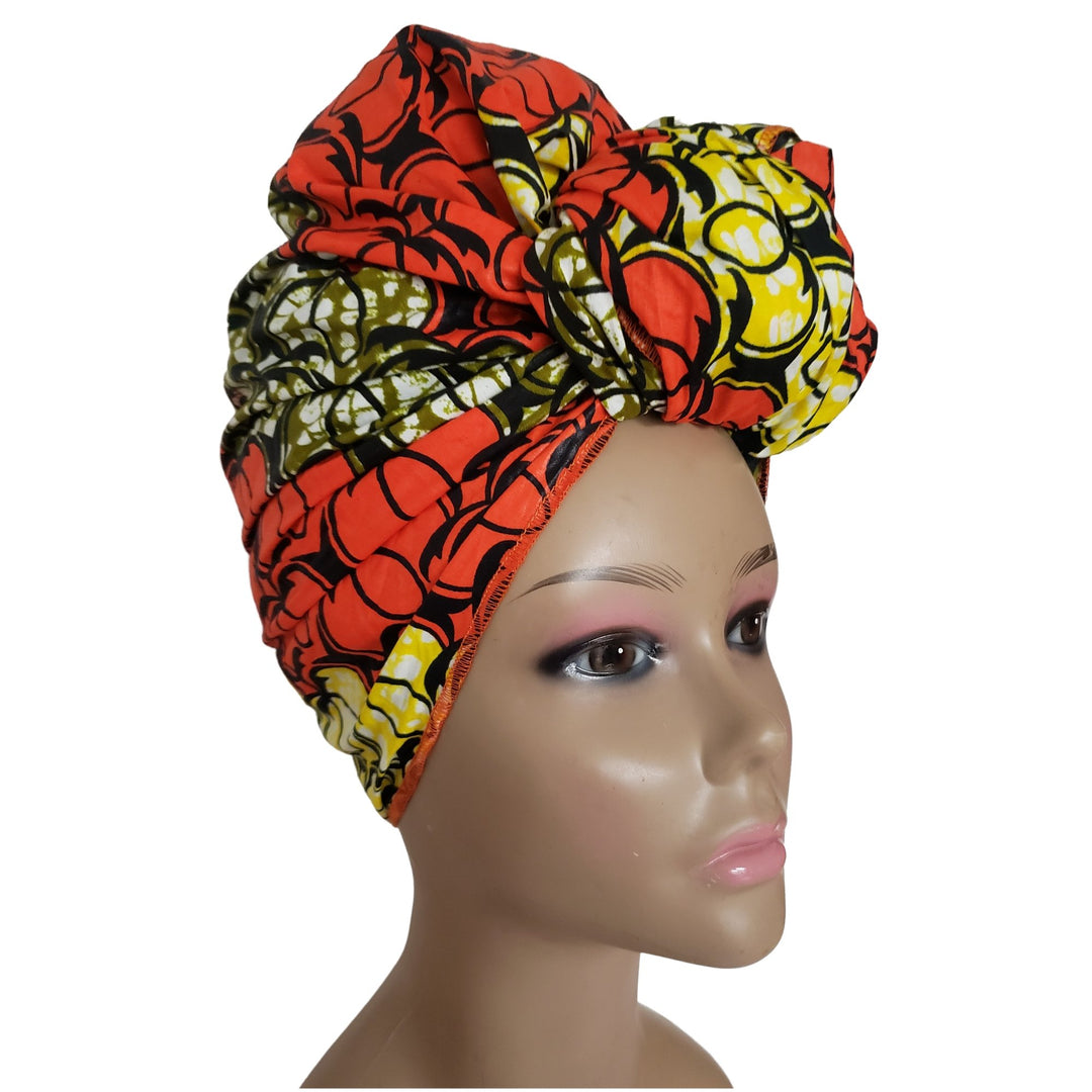 Turban Wax African Print Headwrap Brown Headwrap Brown -  Hong