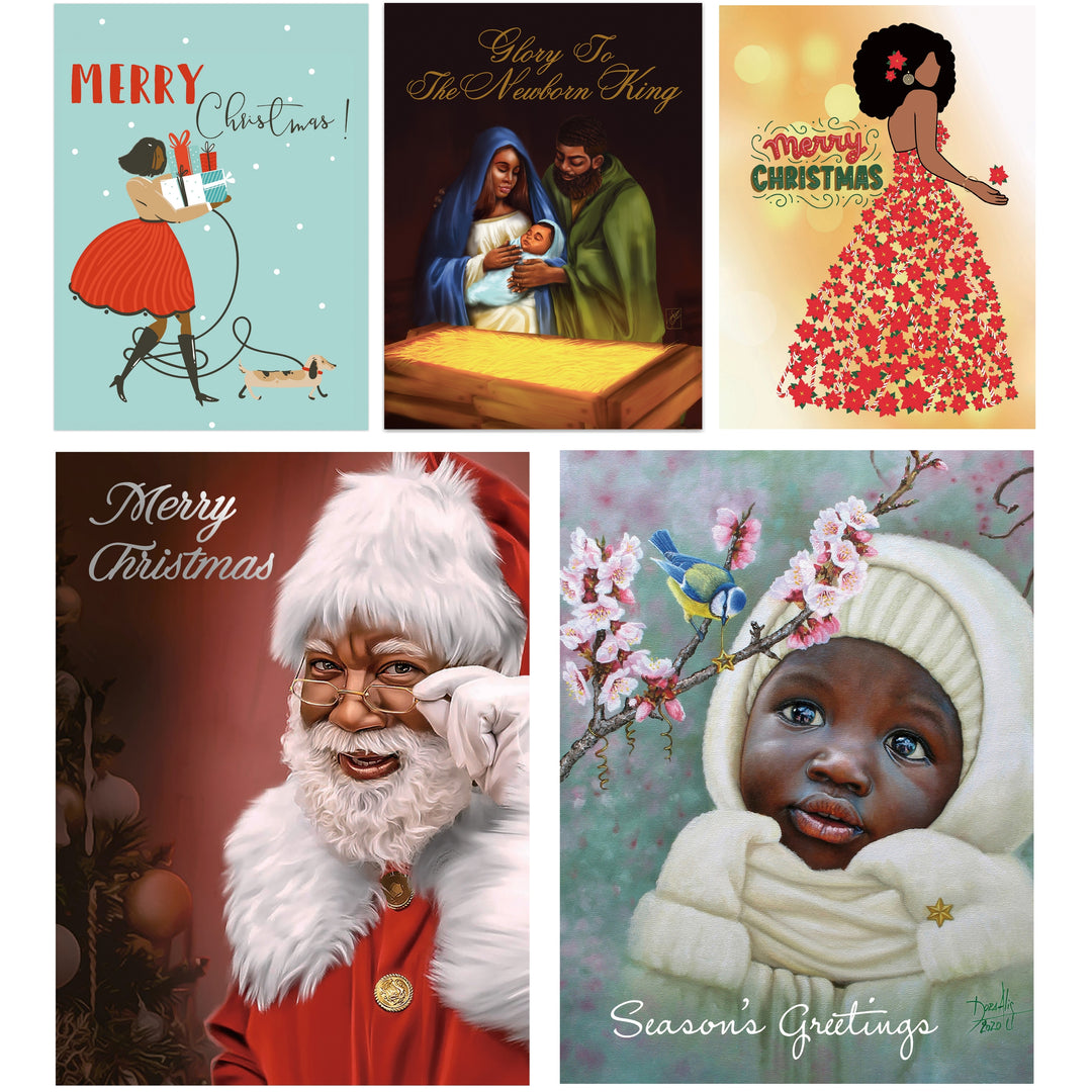 Christmas Melodies by Pamela Hills: African American Christmas Card Box Set (15 Cards w/ Envelopes)