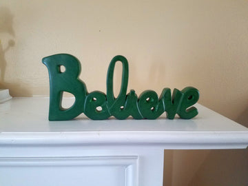 Believe Soapstone "Word" Sculpture (Green): African Tabletop Decor