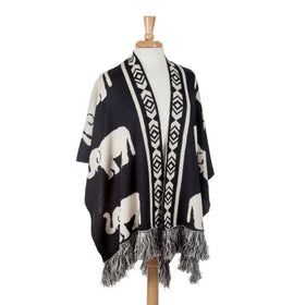 Delta Sigma Theta Inspired Black and White Reversible Elephant Shawl (Front)