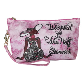 Blessed and Sho'Nuff Favored Cosmetic Pouch by Kiwi McDowell