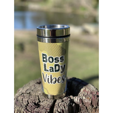 Boss Lady Vibes by Kiwi McDowell: African American Travel Mug/Tumbler