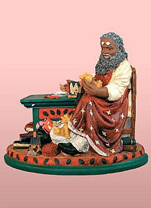 African American Santa Claus' Workshop Figurine