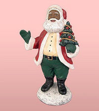 Santa Claus Holding a Tree Figurine (Black Santa Claus) – The Black Art ...