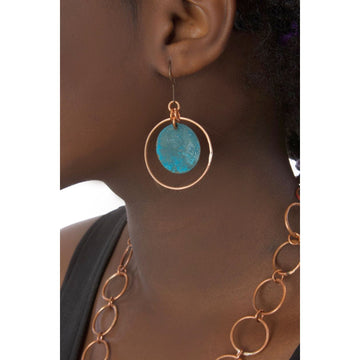 Authentic African Copper Viridian Disc Earrings by Akoma Accents