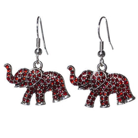 Crimson Rhinestone Elephant Fishhook Earrings (Delta Sigma Theta Inspired)