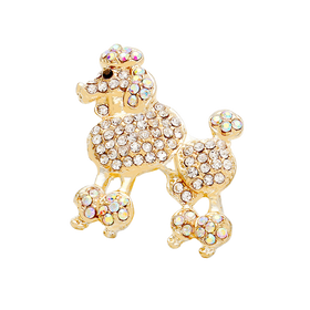 Sigma Gamma Rho Inspired French Poodle Rhinestone Brooch/Pin (Gold Tone)