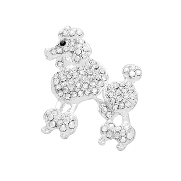 Sigma Gamma Rho Inspired French Poodle Rhinestone Brooch/Pin (Silver Tone)