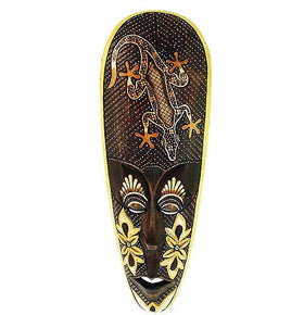 Gecko Mask-Indonesian Decor-Stoneage Global Arts-20 inches-Wood-The Black Art Depot