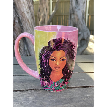 I Am Ambitious: Alpha Kappa Alpha Latte Mug by Sylvia "Gbaby" Cohen