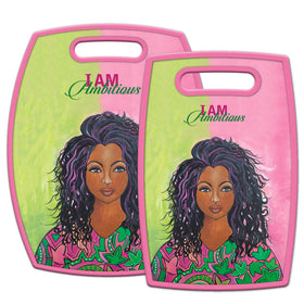 I am Ambitious by Syliva "GBaby" Cohen: Alpha Kappa Alpha Cutting Board