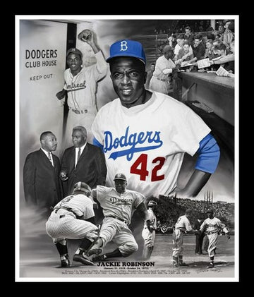 Jackie Robinson-Art-Wishum Gregory-11x8.5 inches-Black Frame-The Black Art Depot