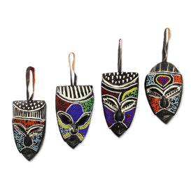 Melowo: Authentic African Beaded Mask Ornament Set