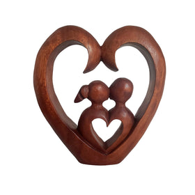 Kissing Couple: Authentic Indonesian Suar Wood Decor